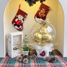 LOVELY FARM LED聖誕魔術氣球 + 壓克力樹套組, 13 新年快樂 + 4金色