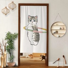 可愛呼啦圈小貓圖案門簾, 混合顏色