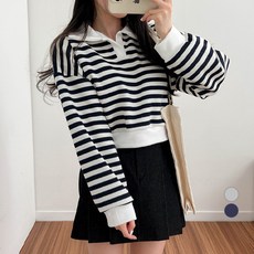 밀키버터 여성용 기모 단가라 카라 맨투맨