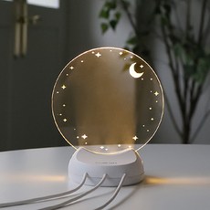 큐브온 아크릴 무드등 3포트 고속 충전기 달, 화이트, 1개