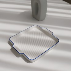 Bloom at home Cobalt Square Plate Grill Pan Small, 白+藍, 2個