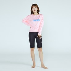 soleil 女款 Happy Flower 蝙蝠袖長袖 + 五分水上緊身褲防磨衣套組