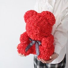 MORIANN 肥皂玫瑰花小熊 L號, 紅色