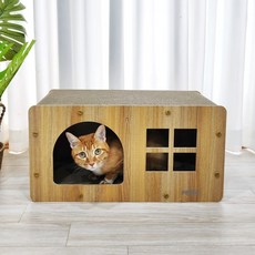 PETCA 貓咪長方形貓抓板躲貓貓屋, 木質, 1個