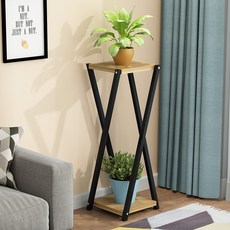 애비뉴굿즈 심플 인테리어 거실 화분받침대a4 80cm, 블랙프레임 나무보드