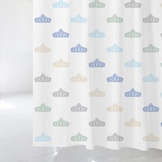 디자인수풀 샤워 커튼 SC128 1520 x 1880 mm + 스테인리스 고리 12p + 화이트 커튼 봉 세트, 1세트, 멀티(혼합)컬러