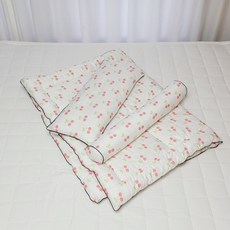 아띠블랑 유아용 순면 와이드 베개 + 차렵이불 + 바디필로우 꿀잠 세트, 달콤체리