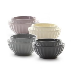 크리미 공기 4종 + 대접 4종 세트, 인디언핑크, 아이보리, 그레이, 차콜, 1세트
