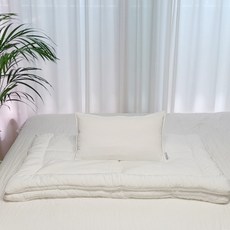 ahtty blanc 嬰幼兒用雙面莫代爾枕頭 + 四季被套組, 白色