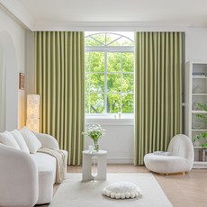 View House Cygnus 記憶定型遮光窗簾 穿孔式 2入, 緞面綠