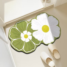 캐시리치 플라워 아트 욕실 흡수속건 미끄럼방지 규조토 발매트 50 x 80 cm, 타입2, 1개