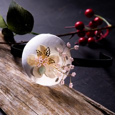 女童用阿家名綢韓服配飾 玉串櫻花髮帶