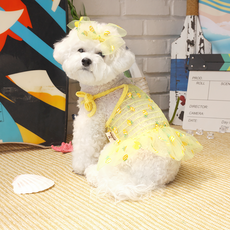 에이미러브즈펫 반려견 선샤인 시스루 튜튜 원피스, 파인애플옐로우