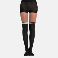 INCONTRO 假兩件高爾夫球襪, 1個, 咖啡色 黑色線條