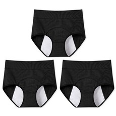 LOVELYON 女性棉質彈性防漏生理褲 ACJ01 3件組, 黑色