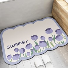 Wider Home 夏日粉彩花朵地墊, 紫色, 1個