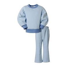 Uravi 兒童款Billy刷毛長袖大學T + 素色基本款鬆緊靴型褲套裝