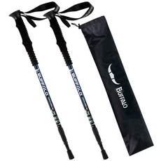 韓國 BUFFALO Centum 3節登山杖 2入 + 收納袋組合, 海軍藍