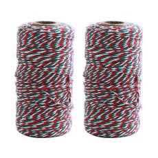 혼합색 트와인끈, 레드 + 그린 + 화이트, 200m, 2개