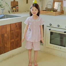 찌니야 여아용 학생 통기성 망고 스누피 순면 반팔 잠옷 상하세트