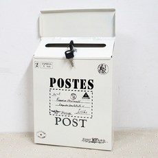 Bluefog 壁掛式鐵製附鎖信箱, 01 米白色 字