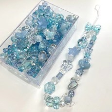 윰스 폰꾸 스트랩 장식 비즈 키링 DIY 키트, 블루, 1세트