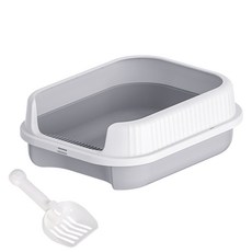 Truly House 12L 半封閉式貓砂盆 加大款 附貓砂鏟 北歐風/半封閉式/高圍欄, 灰色, 1個