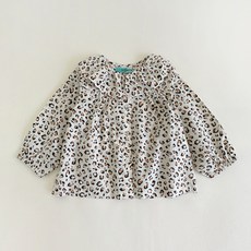 Bienvenue 女童豹紋荷葉邊襯衫