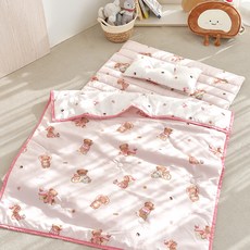 ALLERMAN 嬰幼兒防過敏枕墊枕頭午睡被套組 分離式, 甜心熊 粉紅色