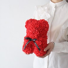 MORIANN 玫瑰絲綢花熊 S, 紅色, 1個