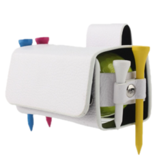 Daper Sales 高級皮革2球裝高爾夫球袋, 1個, 白色