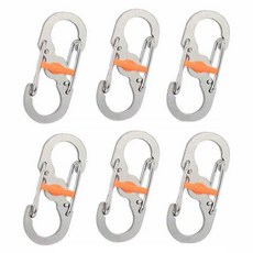 DM 防盜多功能迷你S型掛鉤登山扣, 銀, 6個