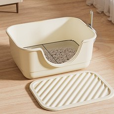 Gaekwacheonsun 貓用清新貓砂盆 + 貓砂鏟套組, 1套, 牛奶象牙白