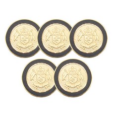 金屬高級點綴西裝鈕扣 徽章 15mm, 5個, 金黑色