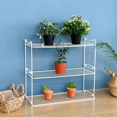 積木盆栽整理架 L 2入 + 底板套組, 白色, 2層