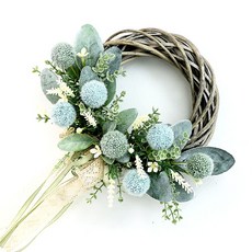 Garden in the City 小巧粉彩毛球花環, 藍色