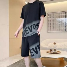 besteffie 제이티엘 남성용 시그니쳐 레터링 반팔 + 반바지 세트