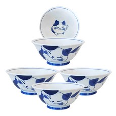 Mike小貓圖案陶瓷麵碗, 混色, 4個