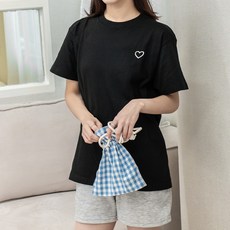 험블스튜디오 여성용 통기성 작은하트 로고 얇은 반팔 티셔츠 KK_223_083