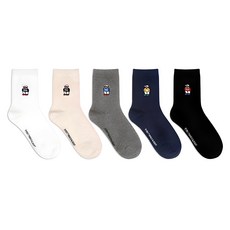 Park Goon 女款學生小熊中筒襪 5雙組