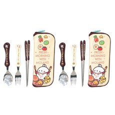 LILFANT 湯匙叉子安全拉鍊盒組, 混色, 餐具袋 2入+湯匙 2入+叉子 2入+筷子 2雙