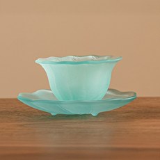 아메리칸로드 무광 꽃잎 애프터눈 티 찻잔 + 받침대 세트 HR1989, 그린, 1세트