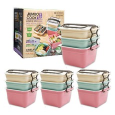 cimelax 盒裝迷你午餐盒微波爐容器3層組, 隨機發貨, 4組