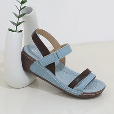 J SHOE 牛皮Noble厚底繫帶涼鞋, 藍色, 250