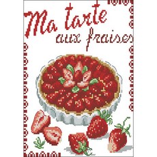 居家裝飾 草莓塔 十字繡 圖案 + 布料 + 繡線 + 針 2入 組合包 布藝小物, 混合色, 1套