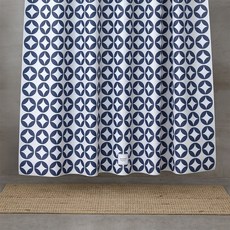 OneSevenNine 布料浴簾, 牽牛花 暖白 + 鈷藍, 1個