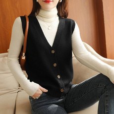Noella V領素色日常休閒針織背心