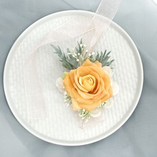 데이소이 브라이덜 샤워 웨딩 꽃팔찌 파티용품, 오렌지, 5개