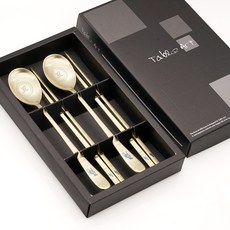 TABLE Art. 十二生肖牛年鈦金湯匙筷子夫妻組, 1套, 湯匙2支 + 筷子2雙, 金色