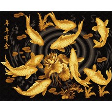 iLovePainting 動物 DIY 鑽石畫 50 x 40 cm, 黃金鯉魚, 1套